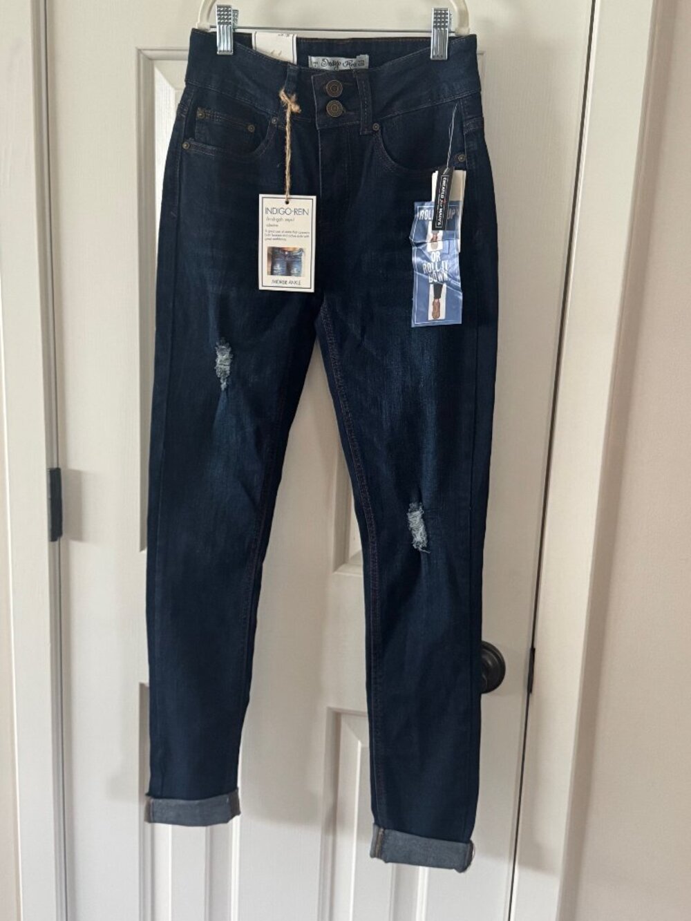Indigo Rein Dark Blue Midrise Ankle Juniors Womens Denim Jeans Size 3 New